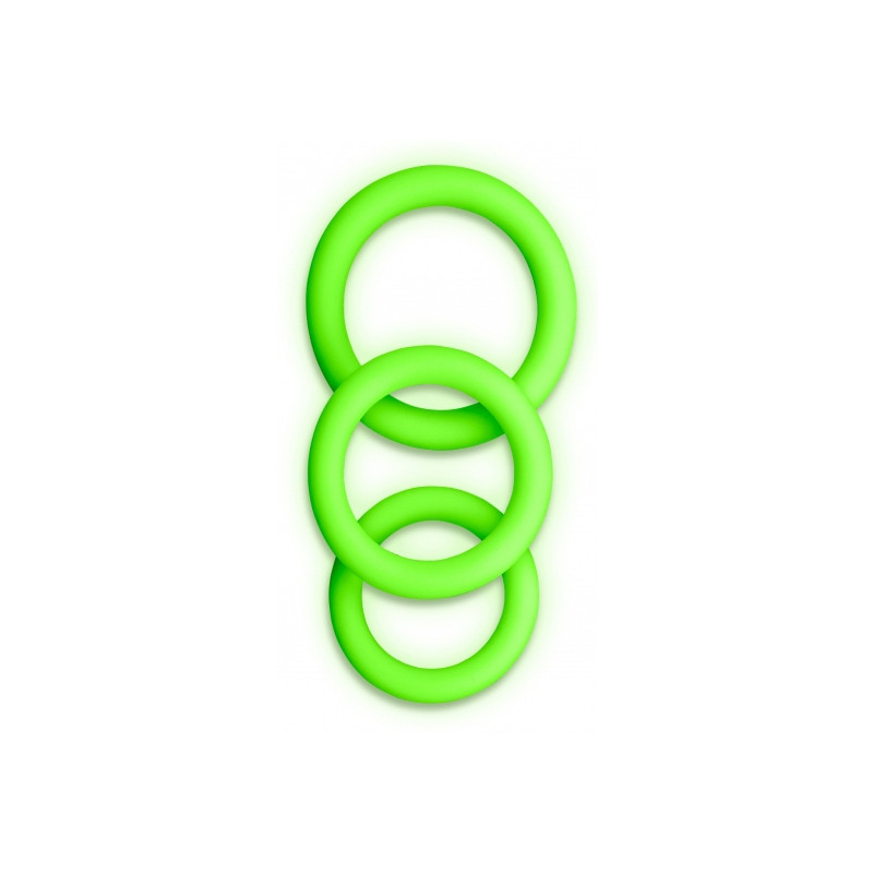 Ouch! Glow Lot de 3 cockrings phosphorescent Glow Annels 20-30mm